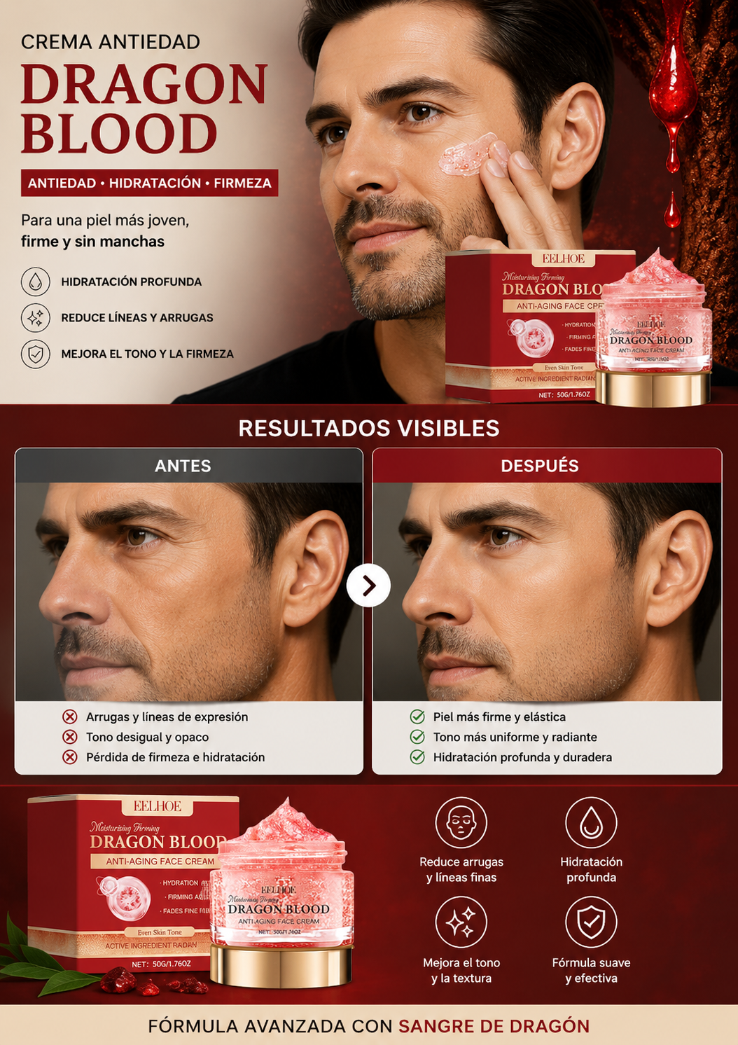 1 + 1 de REGALO Piel Visiblemente Más Joven: Crema Rejuvenecedora con Retinol y Placenta de Dragón™️