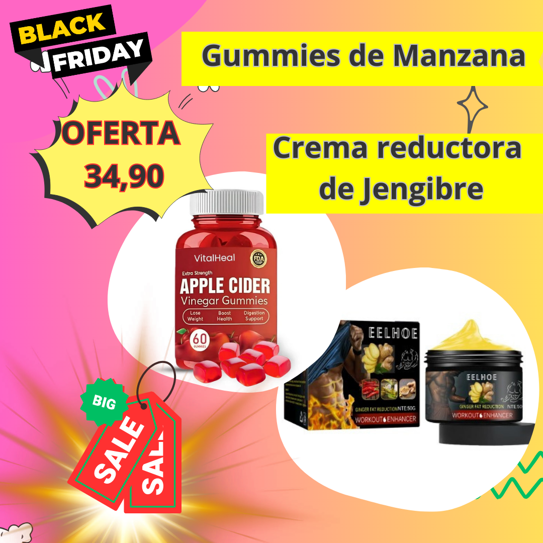 SUPLEMENTO GUMMIES DE VINAGRE DE MANZANA + CREMA REDUCTORA DE JENGIBRE