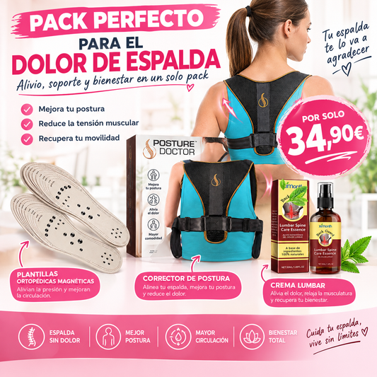 "PACK PERFECTO" Postura + confort lumbar + soporte para tus pies